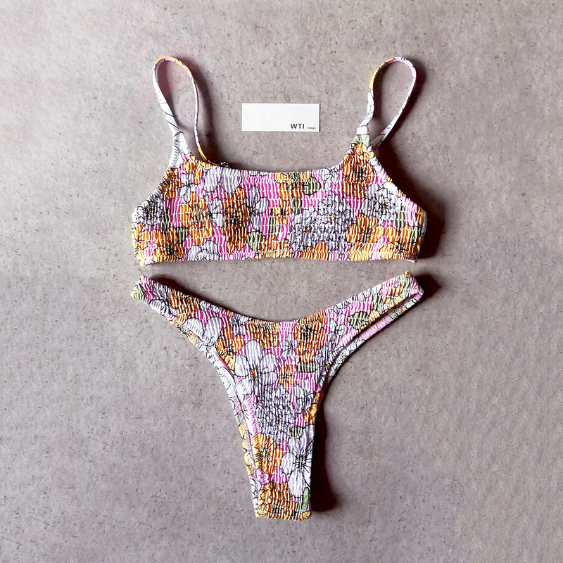 Floral Scrunched Crop Top Bikini Swimsuit SY20 – W.T.I. Design