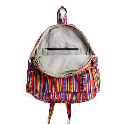 Boho Style Thailand Cotton Backpack-Green Row - worthtryit.com