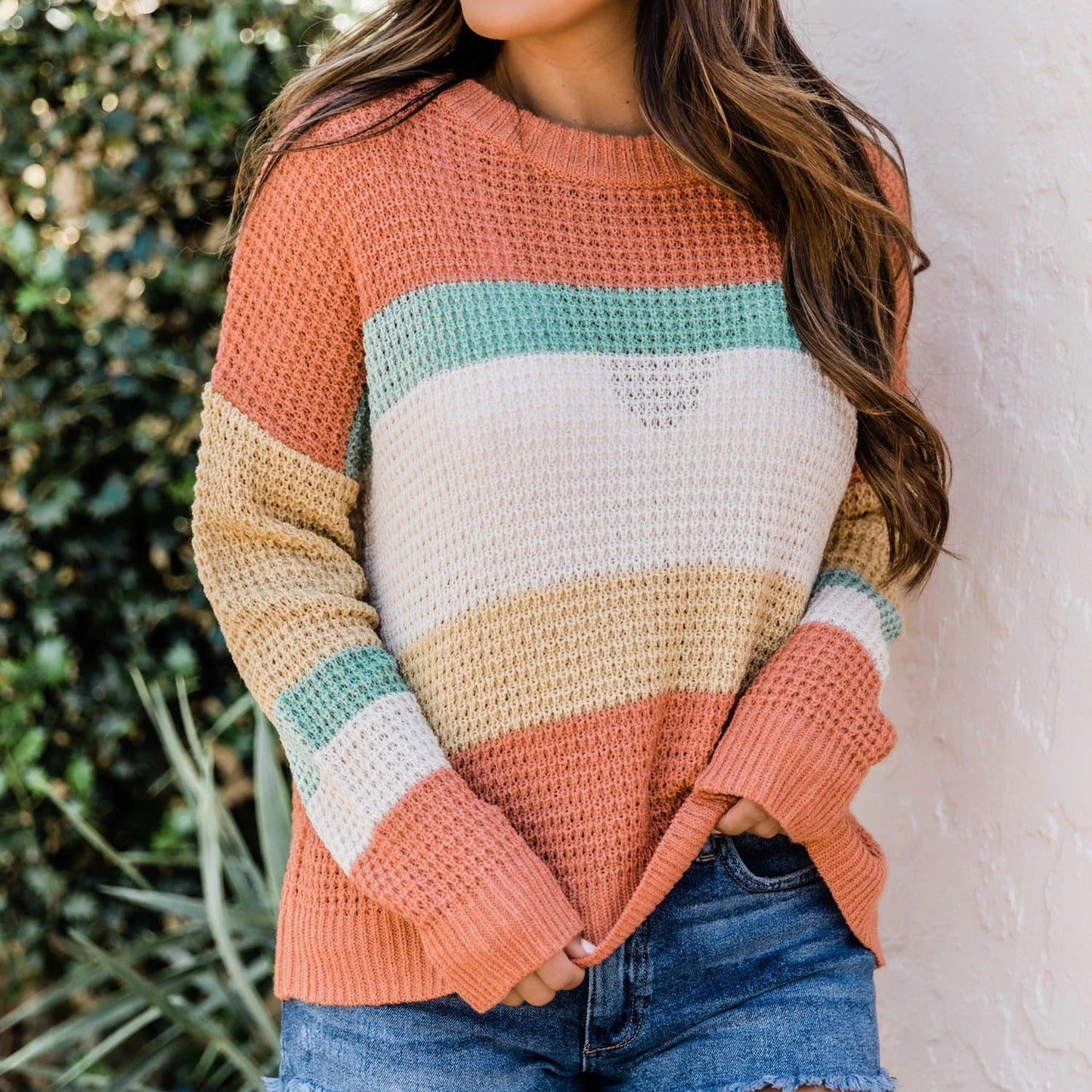 Loose Color Blocked Knit Sweater