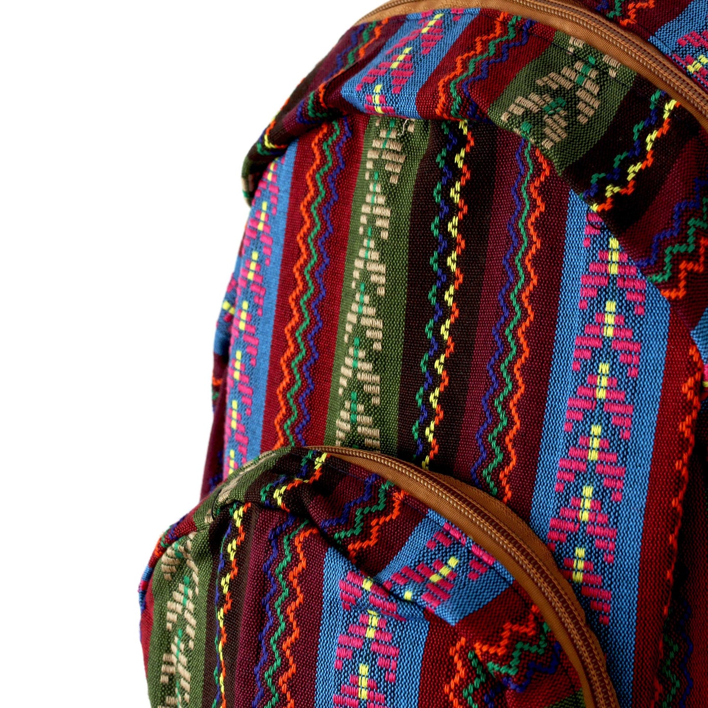 Floral Cotton Tribal Bohemian Hippie Backpack-Green Row