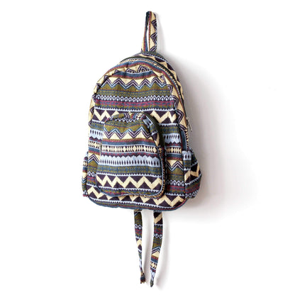 Floral Cotton Tribal Bohemian Hippie Backpack-Green Row