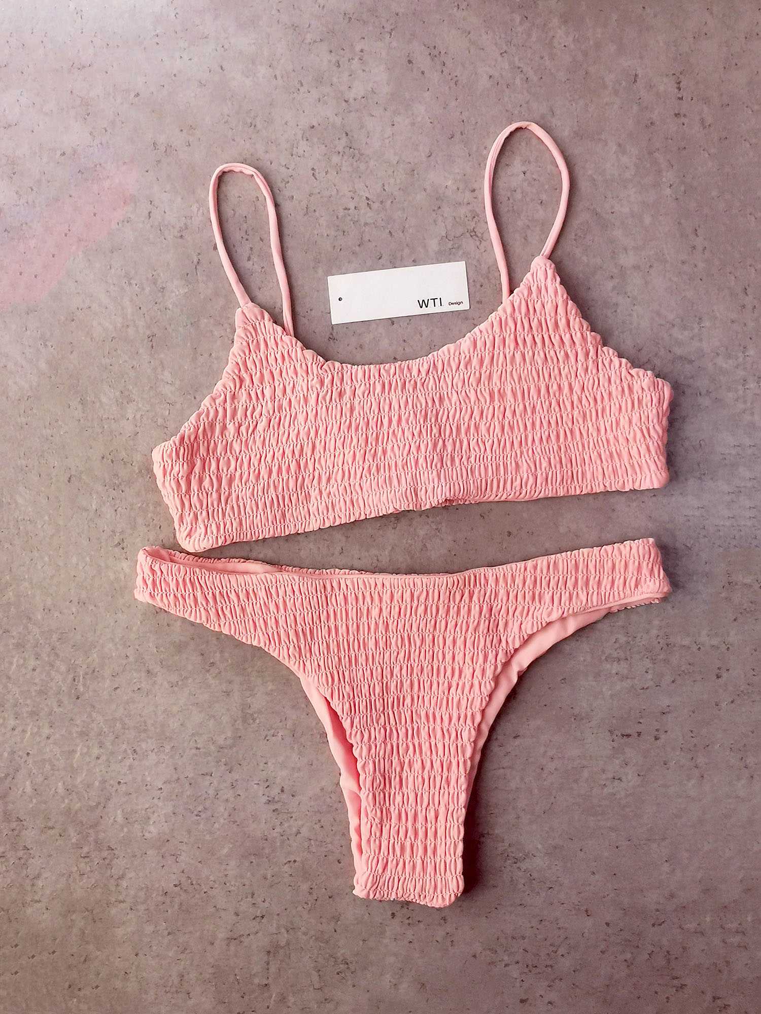 Cute Bikinis Scrunch Swimsuit Spaghetti Bikini Set - worthtryit.com