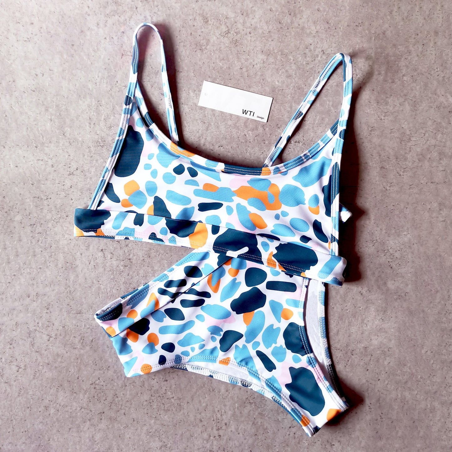 Colorful Spot Crop Top Bikini Swimsuit