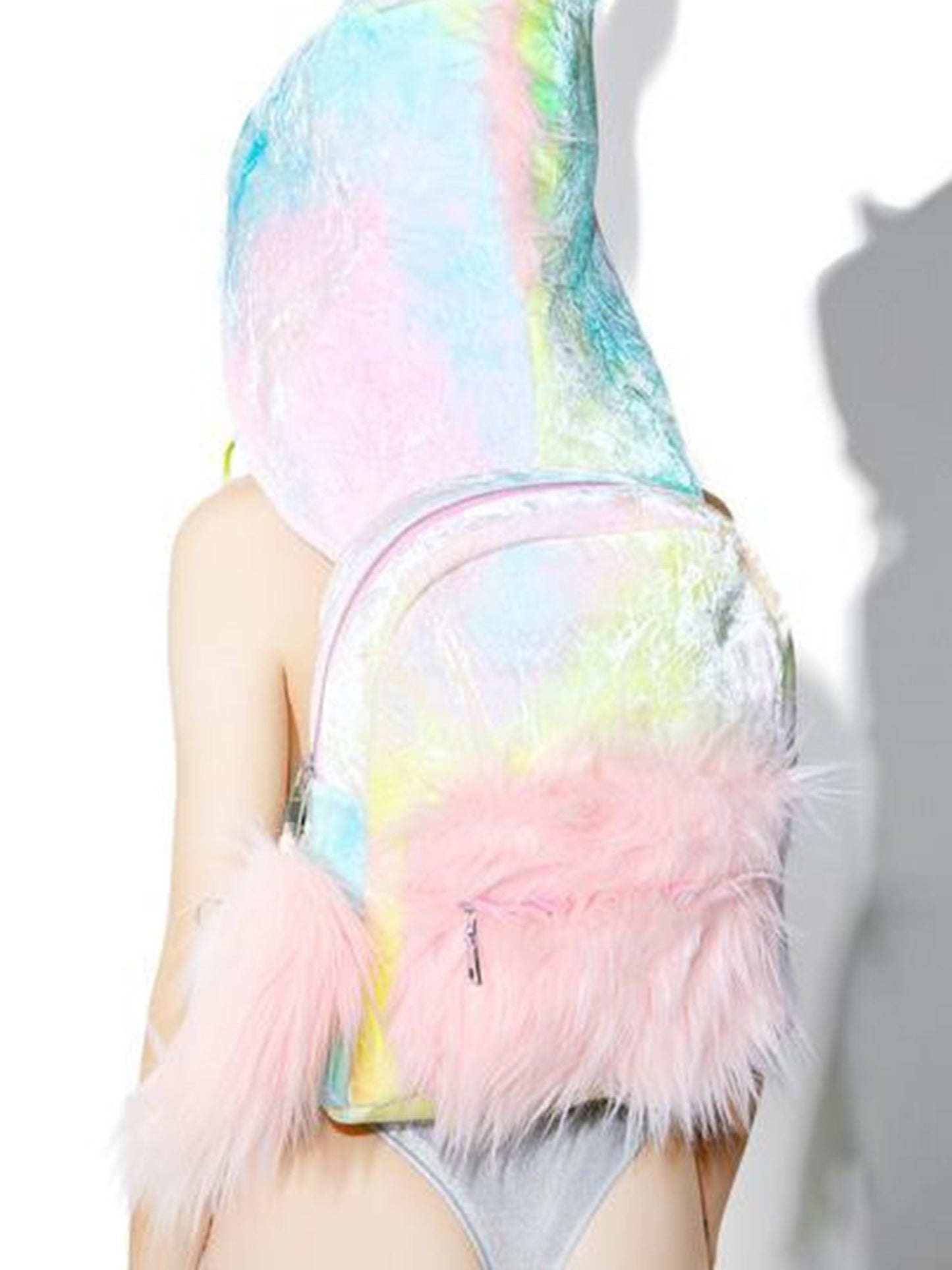 Unicorn Hoodie Kid Faux Fur School Backpack