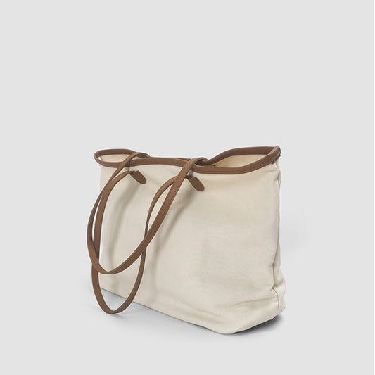 Canvas Tote Bag With PU Handle