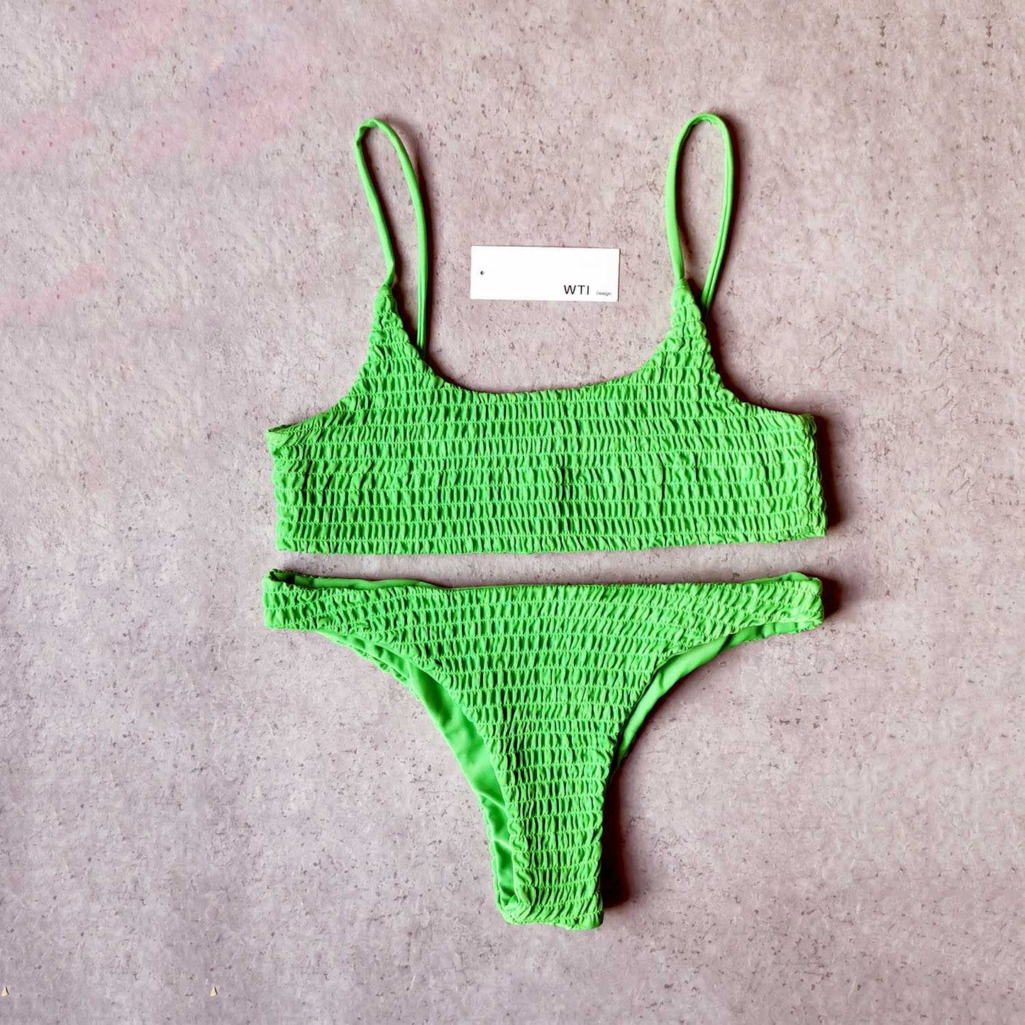 Cute Bikinis Scrunch Swimsuit Spaghetti Bikini Set - worthtryit.com