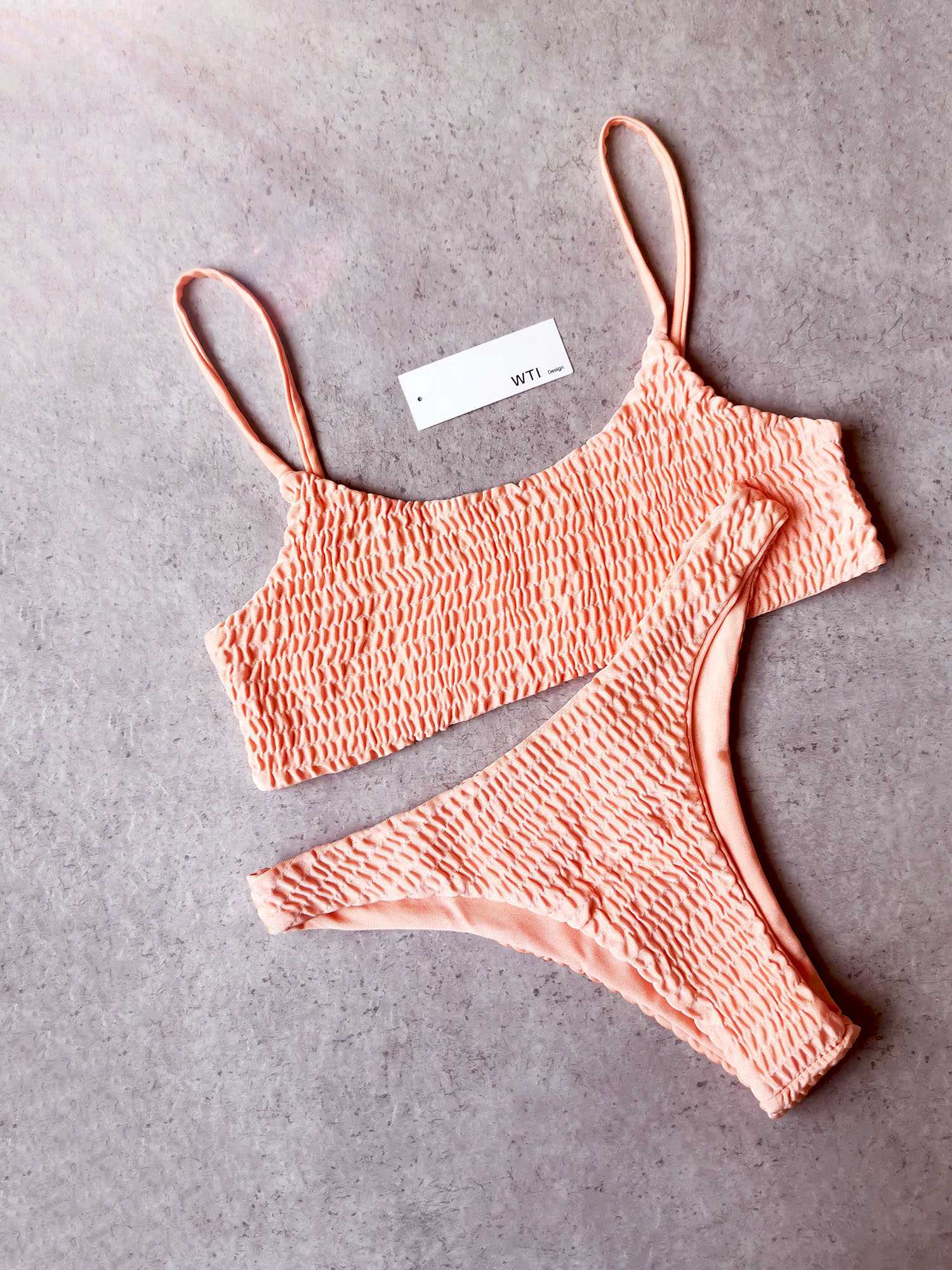 Cute Bikinis Scrunch Swimsuit Spaghetti Bikini Set - worthtryit.com