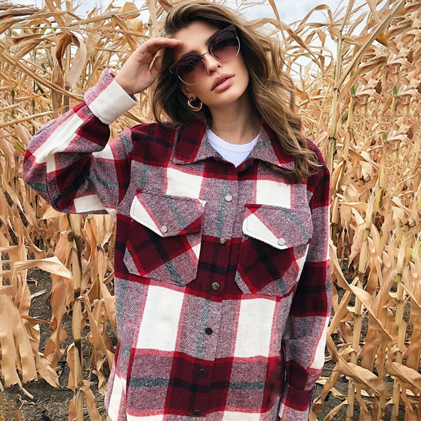 Oversized Checked Shirt Jacket