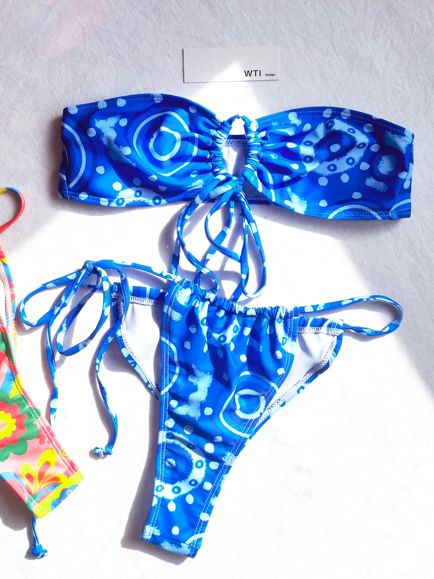 Abstract Floral Halter & Centre Tie Bikini Swimsuit