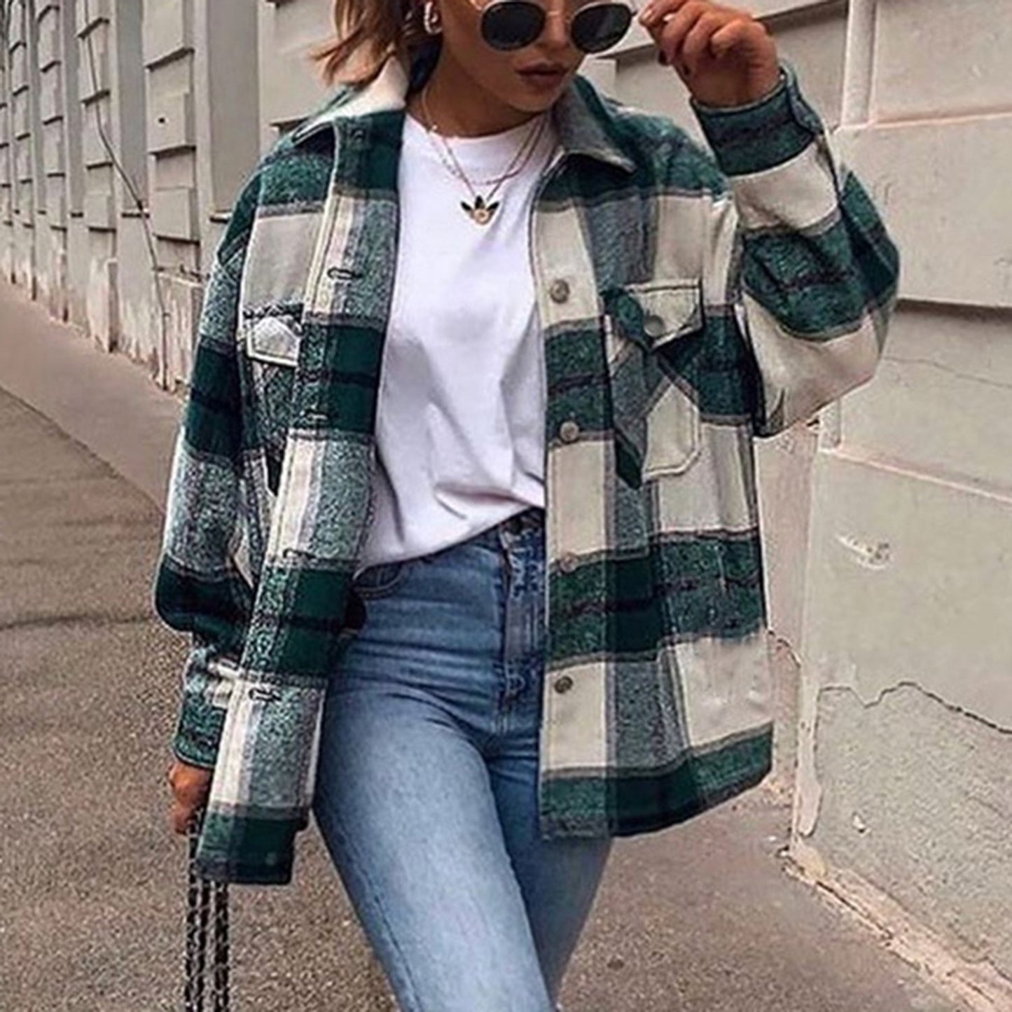 Oversized Checked Shirt Jacket