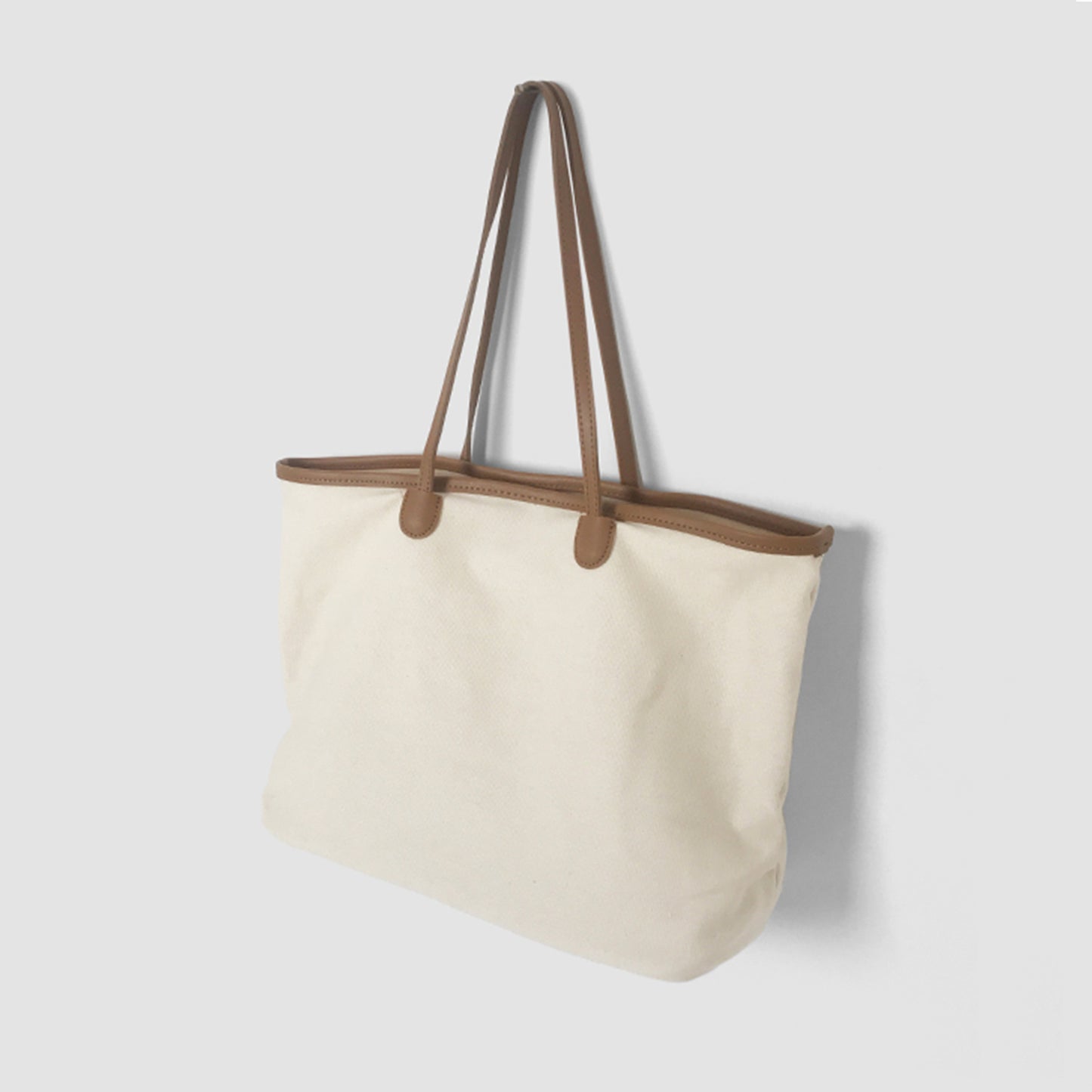 Canvas Tote Bag With PU Handle