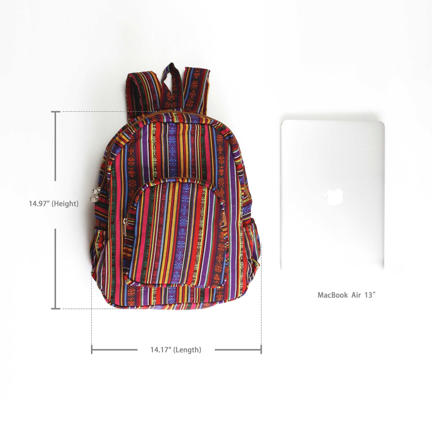 Boho Style Thailand Cotton Backpack-Green Row - worthtryit.com