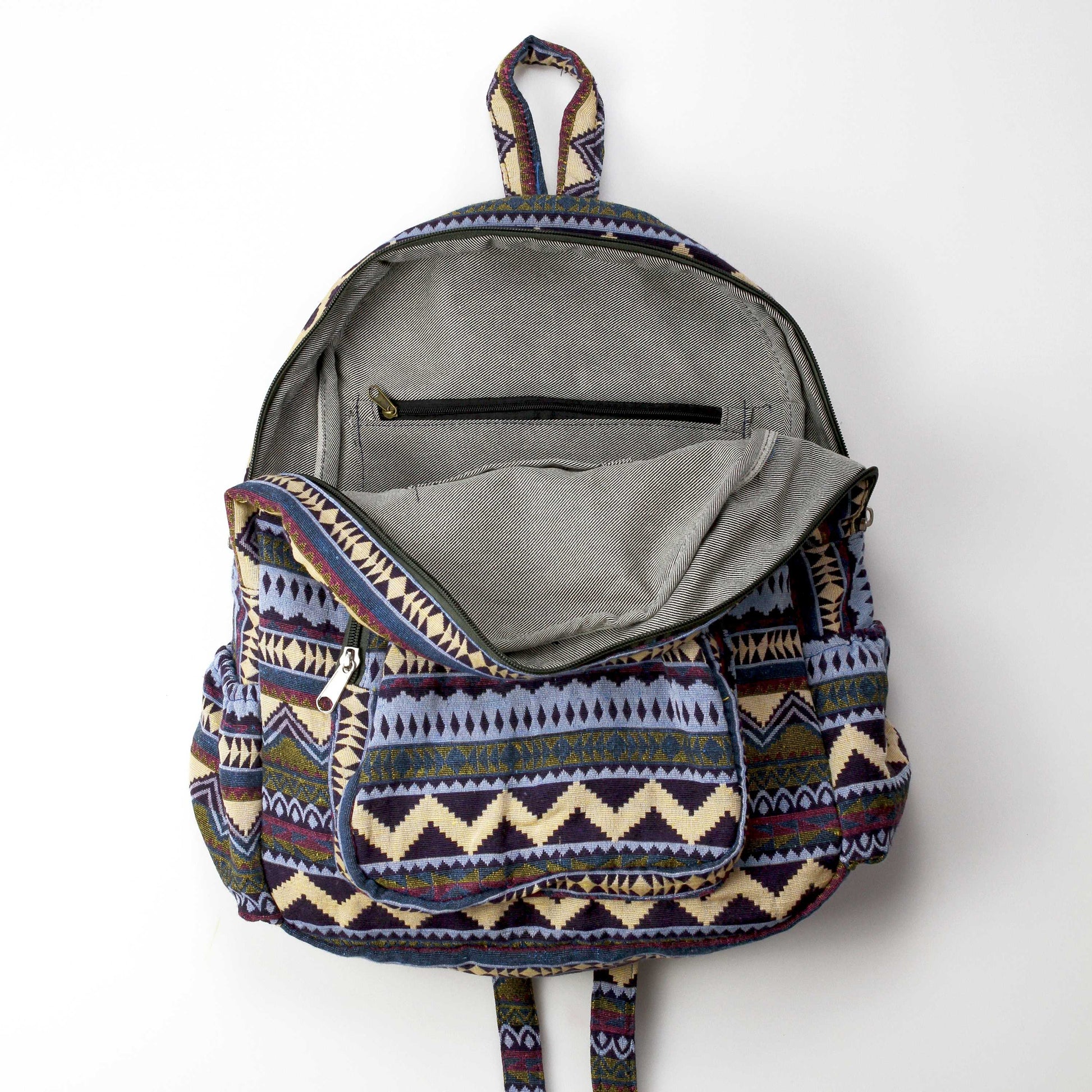 Boho Style Thailand Cotton Backpack-Green Row - worthtryit.com