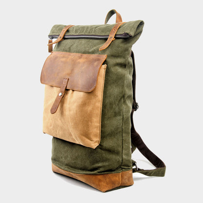 Color Blocked Canvas Backpack 15"