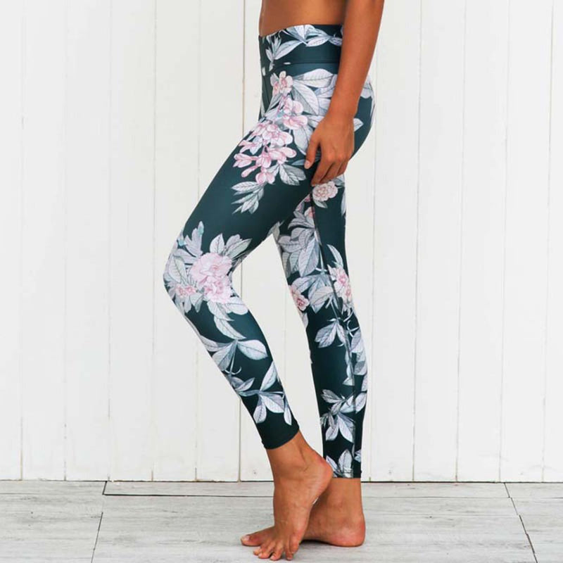 EQWLJWE Yoga Pants For Women Women Classic Flower Print Slim High