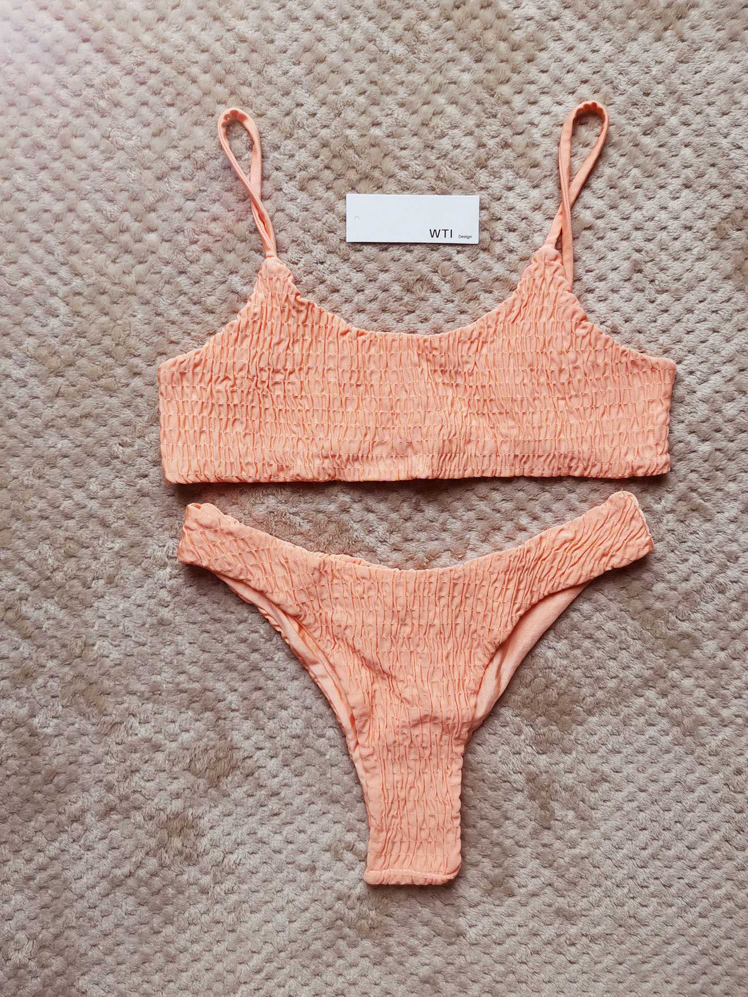 Cute Bikinis Scrunch Swimsuit Spaghetti Bikini Set - worthtryit.com