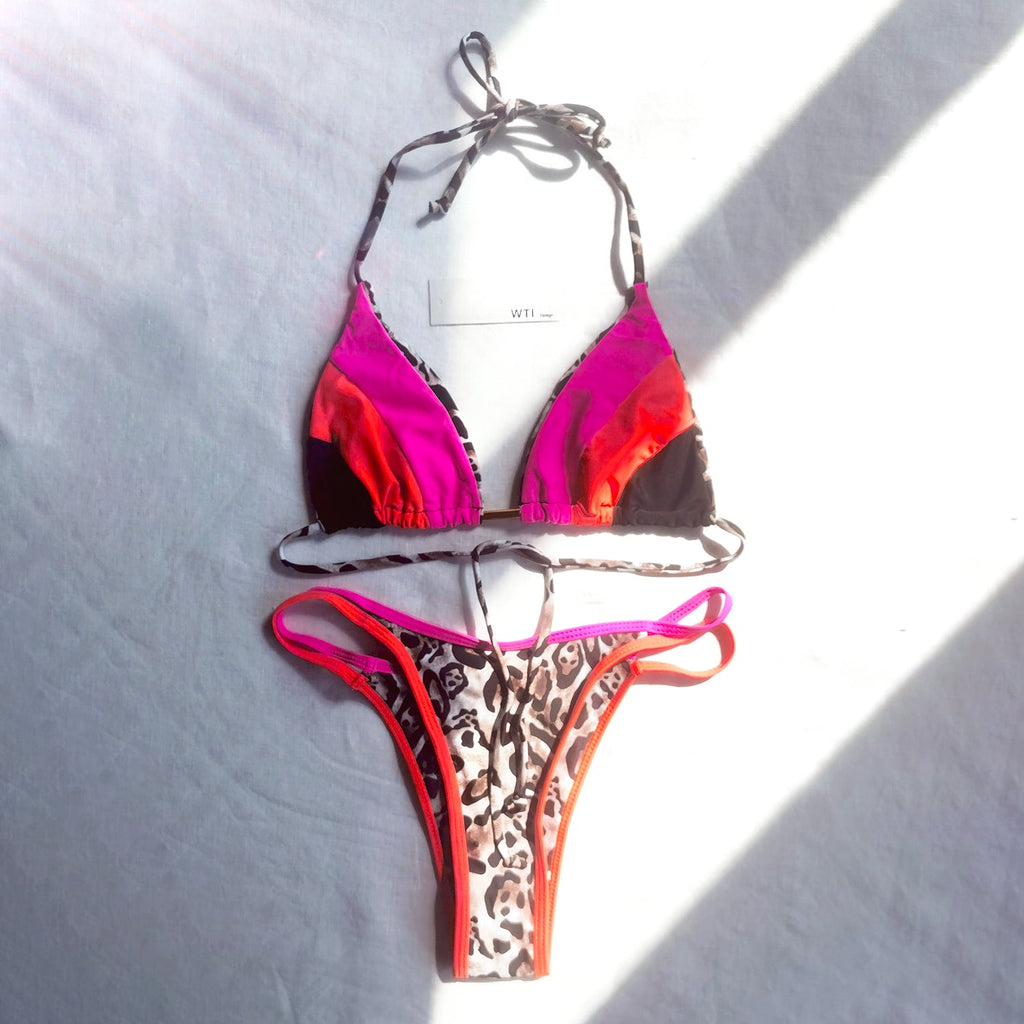 Color Blocked High Cut Triangle Bikini Swimsuit – W.T.I. Design