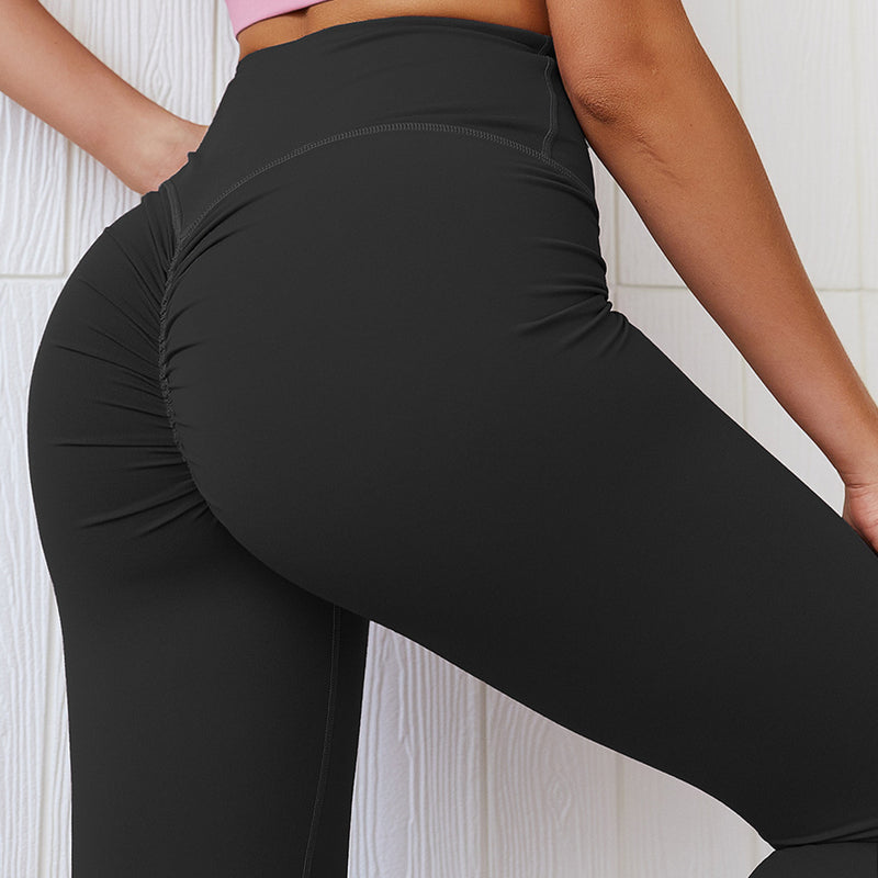 Solid Color Butt Lifting Yoga Leggings With Pockets, Running Sports Tight  Pants, Women's Activewear