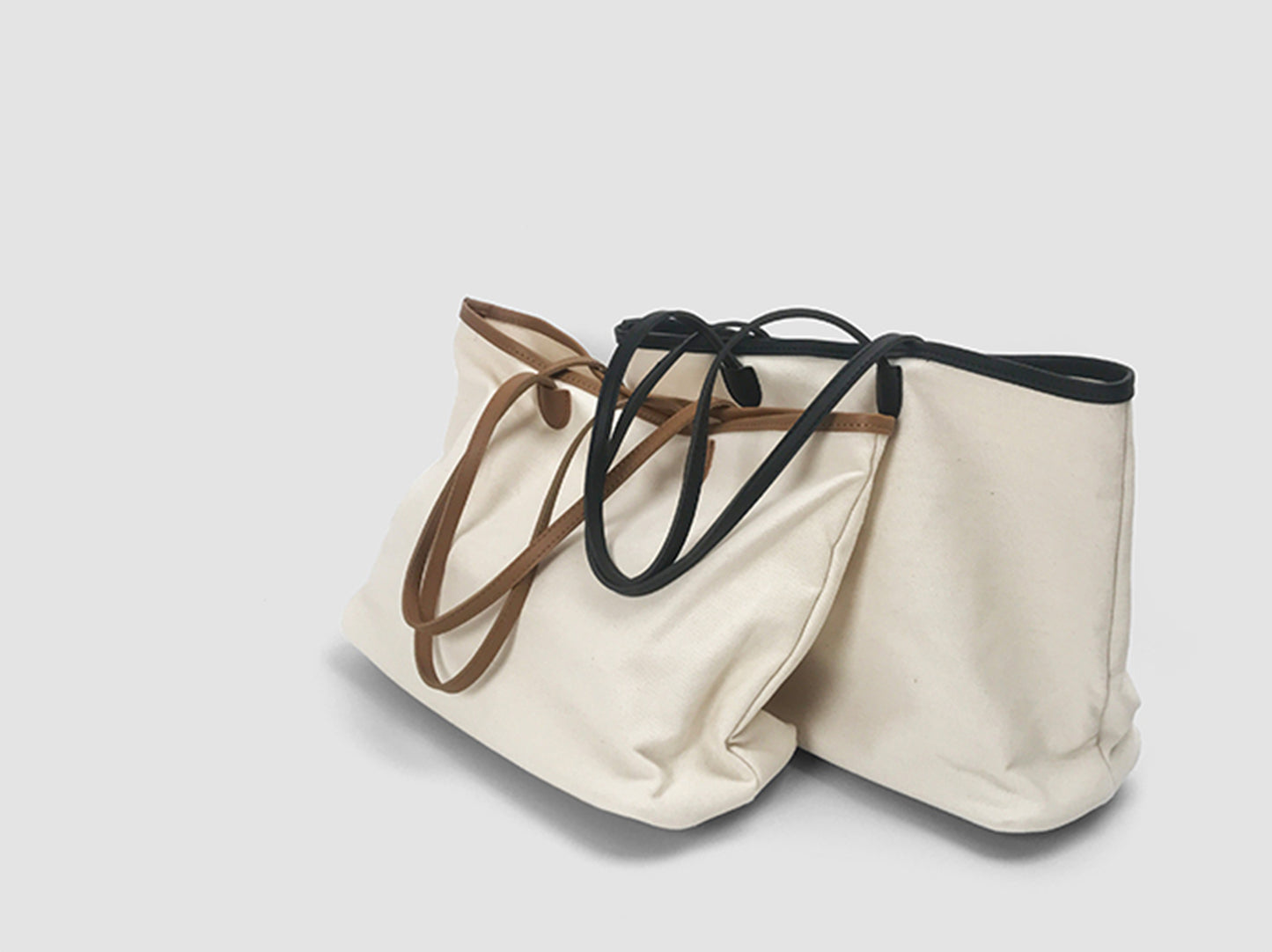 Canvas Tote Bag With PU Handle