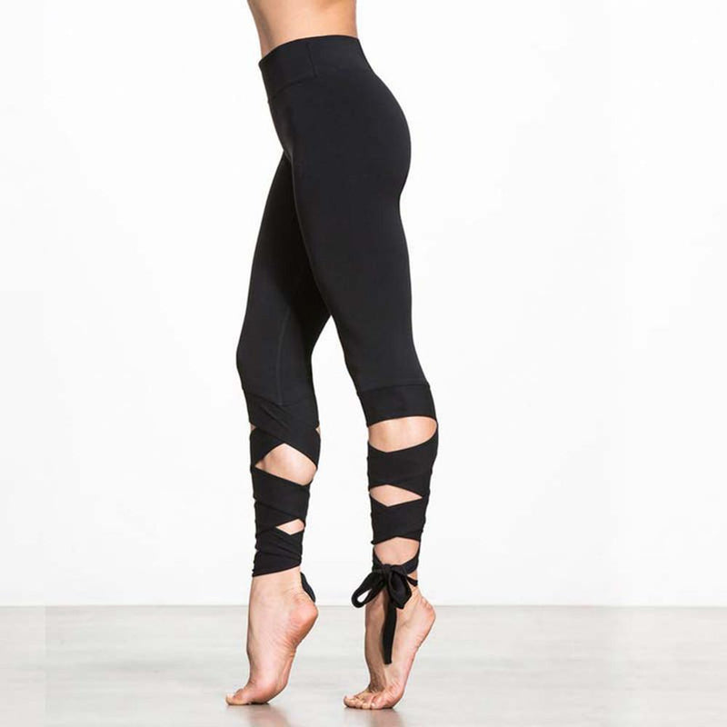 New Black Bandage Tied Up Fitness Tight Girls Leggings