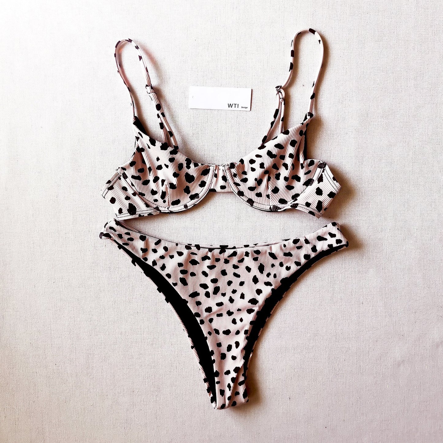 Leopard Ribbed Underwire Bikini Swimsuit